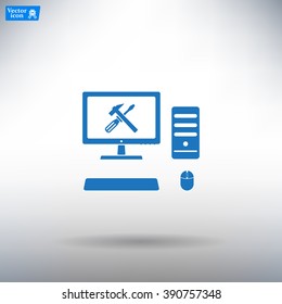 setting parameters, laptop icon, vector illustration. Flat design style