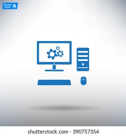 setting parameters, laptop icon, vector illustration. Flat design style