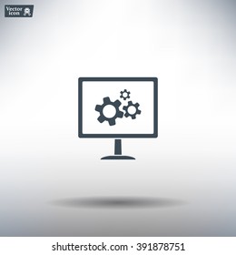 setting parameters, laptop icon, vector illustration. Flat design style