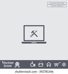 setting parameters, laptop icon, vector illustration. Flat design style