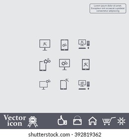 setting parameters, laptop icon, vector illustration. Flat design style