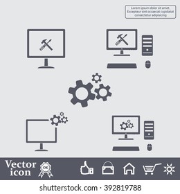 setting parameters, laptop icon, vector illustration. Flat design style