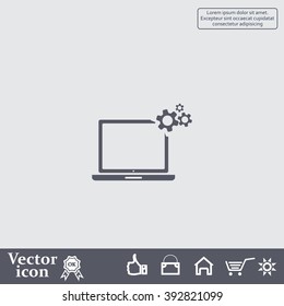 setting parameters, laptop icon, vector illustration. Flat design style