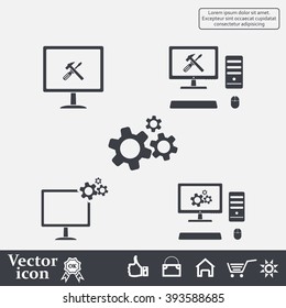 setting parameters, laptop icon, vector illustration. Flat design style