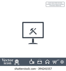 setting parameters, laptop icon, vector illustration. Flat design style