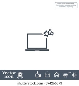 setting parameters, laptop icon, vector illustration. Flat design style