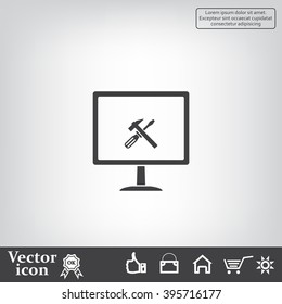 setting parameters, laptop icon, vector illustration. Flat design style