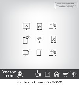 setting parameters, laptop icon, vector illustration. Flat design style