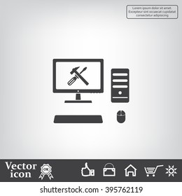 setting parameters, laptop icon, vector illustration. Flat design style