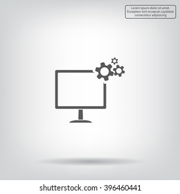 setting parameters, laptop icon, vector illustration. Flat design style