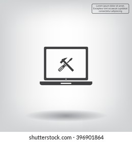 setting parameters, laptop icon, vector illustration. Flat design style