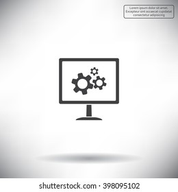 setting parameters, laptop icon, vector illustration. Flat design style