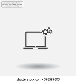 setting parameters, laptop icon, vector illustration. Flat design style