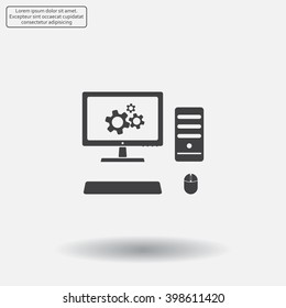 setting parameters, laptop icon, vector illustration. Flat design style