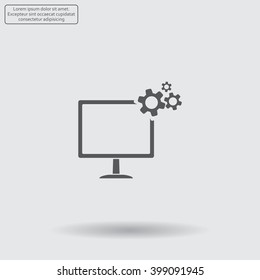 setting parameters, laptop icon, vector illustration. Flat design style