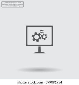 setting parameters, laptop icon, vector illustration. Flat design style