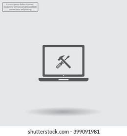 setting parameters, laptop icon, vector illustration. Flat design style