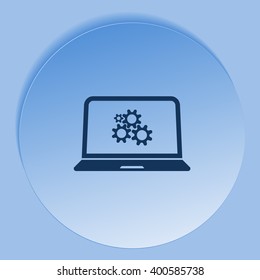 setting parameters, laptop icon, vector illustration. Flat design style