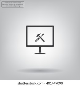 setting parameters, laptop icon, vector illustration. Flat design style