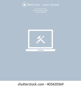 setting parameters, laptop icon, vector illustration. Flat design style