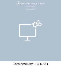 setting parameters, laptop icon, vector illustration. Flat design style