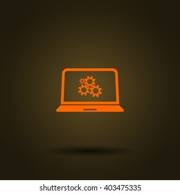 setting parameters, laptop icon, vector illustration. Flat design style