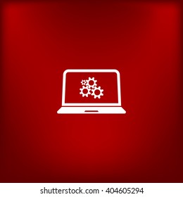 setting parameters, laptop icon, vector illustration. Flat design style