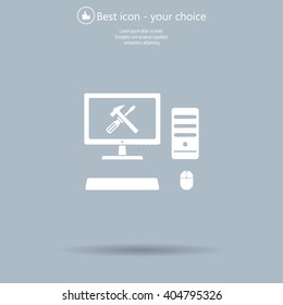 setting parameters, laptop icon, vector illustration. Flat design style