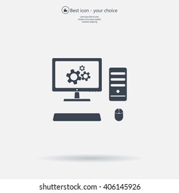 setting parameters, laptop icon, vector illustration. Flat design style