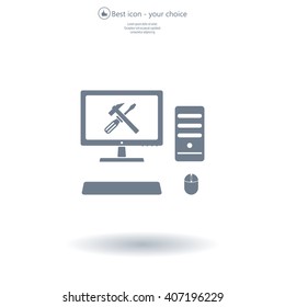 setting parameters, laptop icon, vector illustration. Flat design style