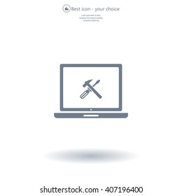 setting parameters, laptop icon, vector illustration. Flat design style