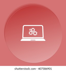 setting parameters, laptop icon, vector illustration. Flat design style