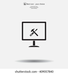 setting parameters, laptop icon, vector illustration. Flat design style