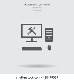 setting parameters, laptop icon, vector illustration. Flat design style