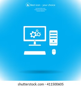 setting parameters, laptop icon, vector illustration. Flat design style