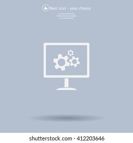 setting parameters, laptop icon, vector illustration. Flat design style