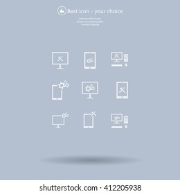 setting parameters, laptop icon, vector illustration. Flat design style