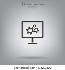 setting parameters, laptop icon, vector illustration. Flat design style