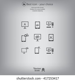 setting parameters, laptop icon, vector illustration. Flat design style