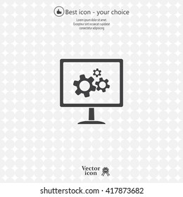 setting parameters, laptop icon, vector illustration. Flat design style