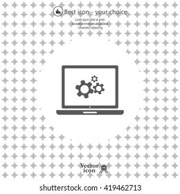 setting parameters, laptop icon, vector illustration. Flat design style