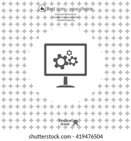 setting parameters, laptop icon, vector illustration. Flat design style