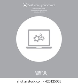setting parameters, laptop icon, vector illustration. Flat design style