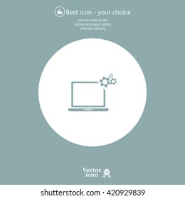 setting parameters, laptop icon, vector illustration. Flat design style