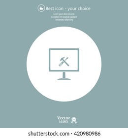 setting parameters, laptop icon, vector illustration. Flat design style