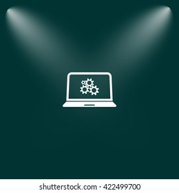 setting parameters, laptop icon, vector illustration. Flat design style