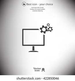 setting parameters, laptop icon, vector illustration. Flat design style