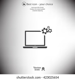 setting parameters, laptop icon, vector illustration. Flat design style