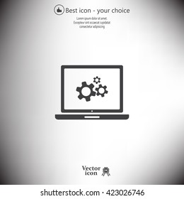 setting parameters, laptop icon, vector illustration. Flat design style
