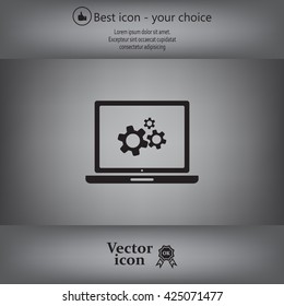 setting parameters, laptop icon, vector illustration. Flat design style